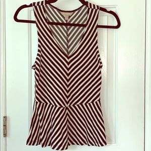 Black and white striped Sleeveless peplum top
